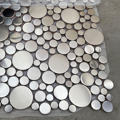 Salle de bains argentée 8mm Penny Tile Grand Metal métallique de tuiles de mosaïque d'acier inoxydable