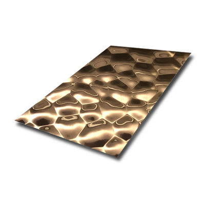 201 304 316 plaque d'acier de la feuille 0.5mm 0.8mm 1.0mm 1.2mm solides solubles d'acier inoxydable de Rose Gold Water Ripple Hammered