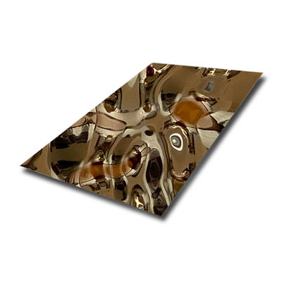 Plaque d'acier inoxydable à ondulation d'eau d'or rose de 3,0 mm d'épaisseur