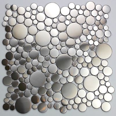 Bon prix Salle de bains argentée 8mm Penny Tile Grand Metal métallique de tuiles de mosaïque d'acier inoxydable en ligne