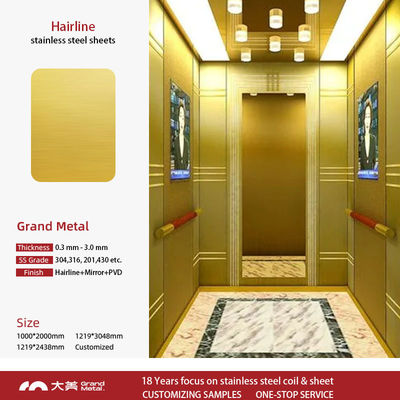 Bon prix Ligne de cheveux n ° 4 Panneaux de porte d'ascenseur renforcés avec 304 316 Surfaces en acier inoxydable brossé en ligne