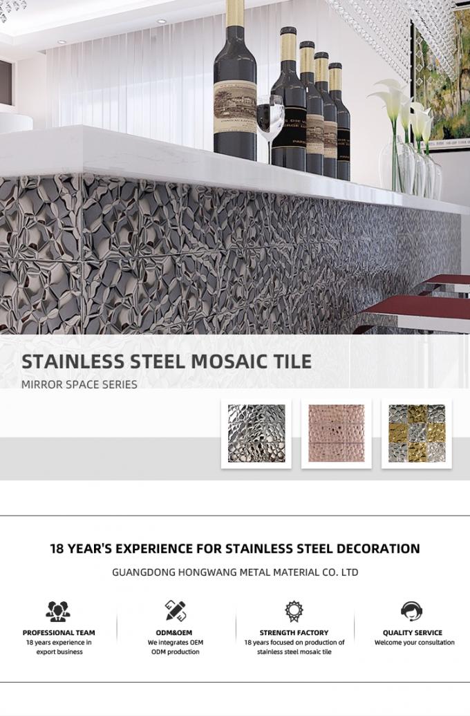 Tuile de modèle de mosaïque d'acier inoxydable de l'épaisseur 3D de la bonne qualité 304 0.8mm à vendre par mètre carré pour la décoration de mur de cuisine