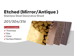 316 304 tôles d'acier inoxydable finition gravée 4x4 4x8 4x10